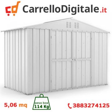 Box in Acciaio Zincato 3.27 x 1.55 m x h2.17 m - 114 KG - 5.06 metri quadri - BIANCO